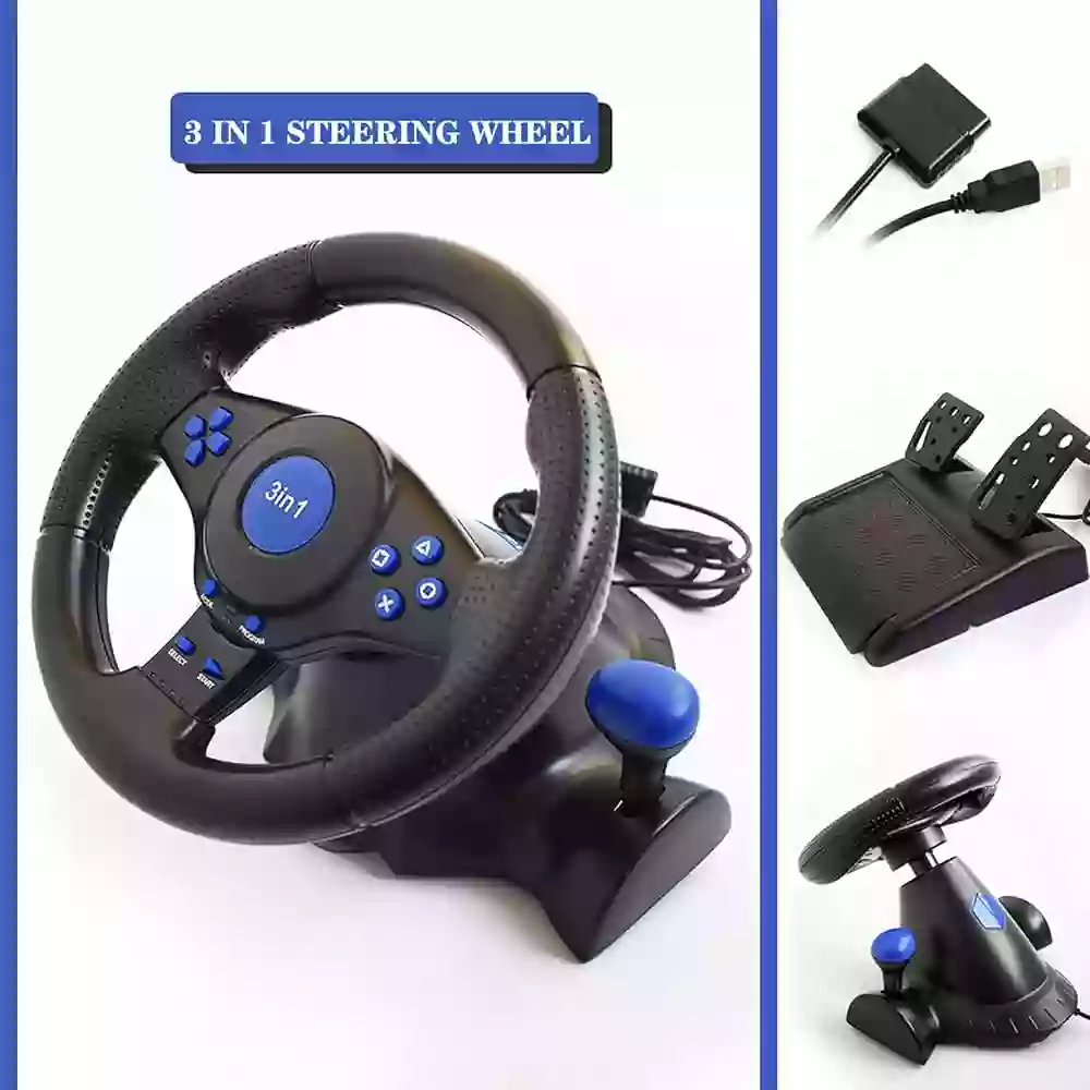 USB Vibration Racing Steering Wheel For PS2 PS3 and Computer